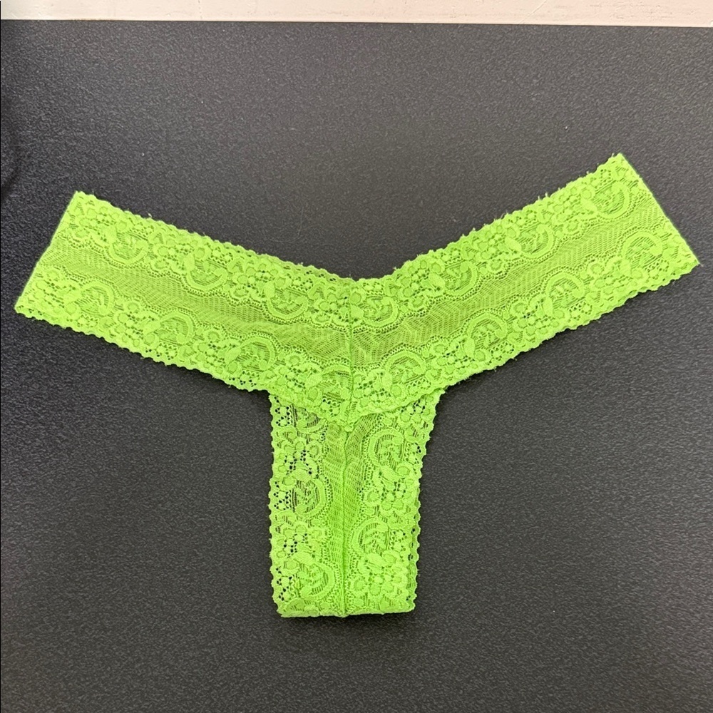 Vassarette Neon Green Lace Thong